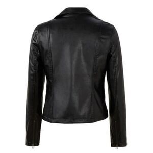 Black Faux Leather Biker style Front open Jacket